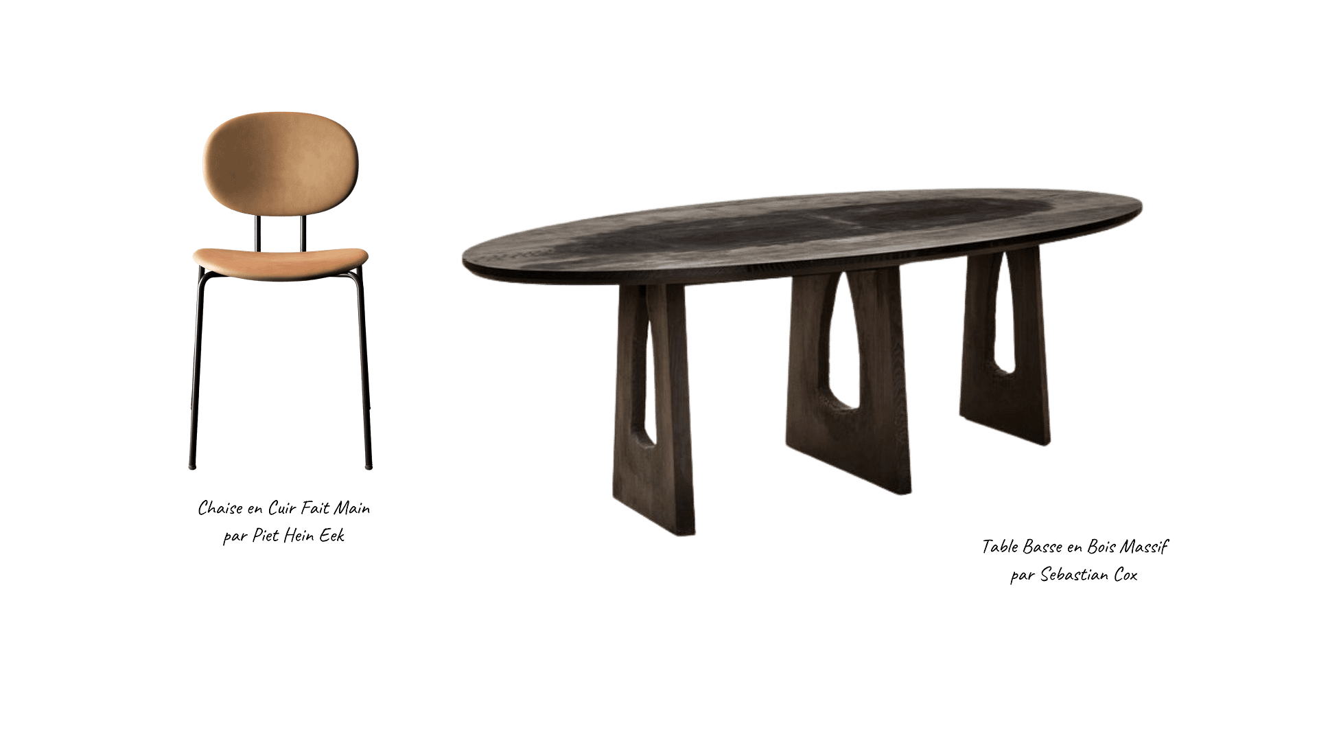 Images article 20240105 Mobilier design Chaise en Cuir Fait Main par Piet Hein Eek - Table Basse en Bois Massif par Sebastian Cox